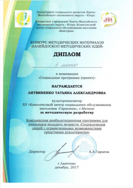 Диплом за участие в конкурсе методических материалов "калейдоскоп методических идей" 